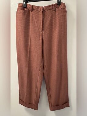 Liz Claiborne Lizsport Red Houndstooth Cuffed Trousers Size 14